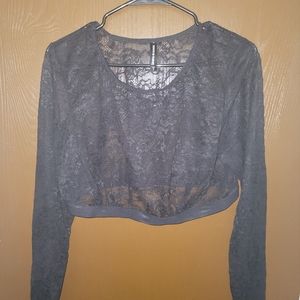 Long sleeve lace crop top